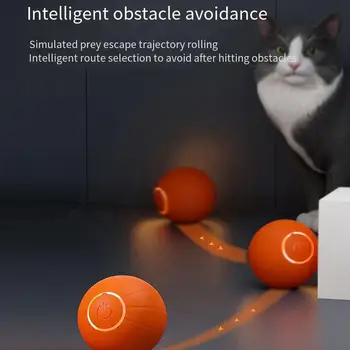Smart Cat Rotaļlietas Elektriskās Automātiskā Veselīgs Kaķis Bumbu Silikona Kaķēns Kaķis Interaktīvās Rotaļlietas Iekštelpu sporta LED Self-kustīgās Rotaļlietas Kaķiem