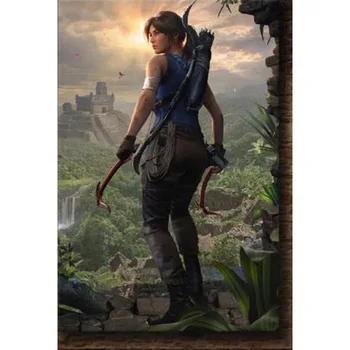 Tomb Raider 5D DIY Dimanta Glezniecības Pilnībā Urbt Izšuvumi Mājas Dekoru Cross Stitch Handcraft JX911