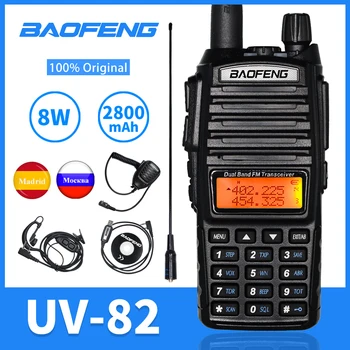 UV-82 Baofeng Walkie Talkie lielos attālumos Divas RĀCIJAS Dual Band VHF/UHF 136-174MHz & 400-520MHz 8W divvirzienu Radio, CB Ham Radio Stacijas