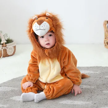 Umorden Dzīvnieku Karalis Lauva Kigurumi Kostīmu Bērnu Zēniem Zīdaiņu Toddler Ziemas Pidžamu Jumpsuit Onesies Flaneļa Dzimšanas Dienu Masku