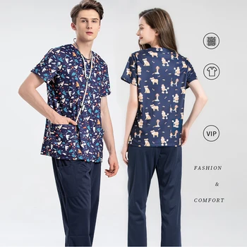 Veterinārās Māsu Krūmāji Top Elsas Medicīnas Vienotus Sievietēm, Vīriešiem Essentials Camiseta Uniforme Enfermera Pia Apģērbi