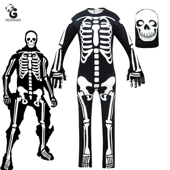Šausmu Galvaskausa Trooper Kostīms Zēniem Zombiju Cosplay Kostīmi Halloween Bērniem Biedējošu Skelets Bērniem Atbaidošs Svešinieks Lietas