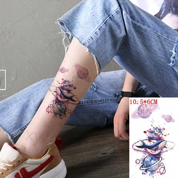 Ūdensnecaurlaidīgus Pagaidu Tetovējumu Uzlīmes Vaļu Mēness-Saules Zemes Planētas Flash Tatto Meiteni, Sievieti, Bērnu, Bērniem, Potītes Body Art Viltus Tato Vīrietis