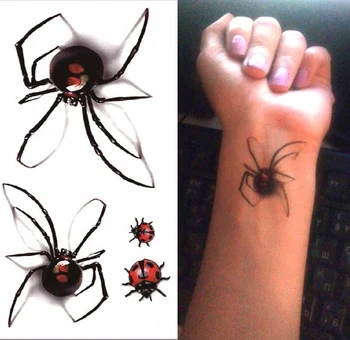 Ūdensnecaurlaidīgus Pagaidu tetovējumu uzlīmes 3D spider mārīte halloween vīriešu tatto uzlīmes flash tetovējums viltus tetovējumiem sievietēm